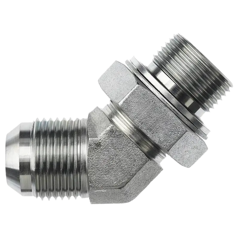 7102-10-08-Nwo-Fg : Onehydraulics 45-Degree Steel Adapter, 7/8-14 (-10) Male Jic X 1/2-14 (-08) Male Adjustable Bspp 1