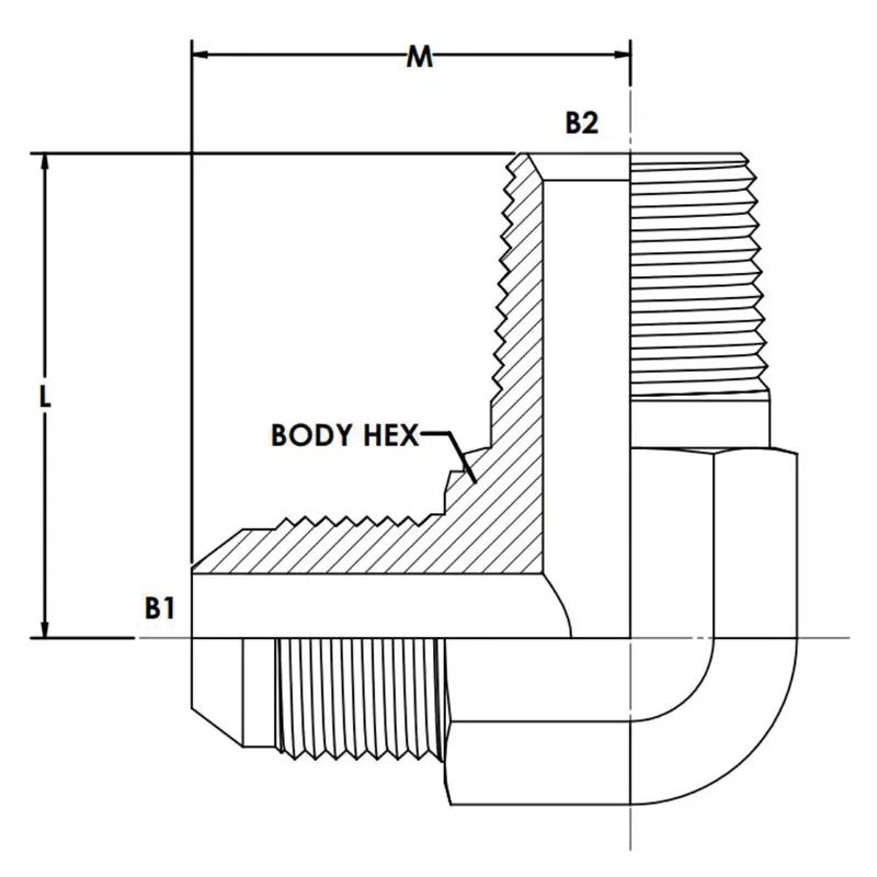 7200-12-12-Fg : Onehydraulics 90-Degree Steel Adapter, 1-1/16-12 (-12) Male Jic X 3/4-14 (-12) Male Bspt, 5000Psi 2