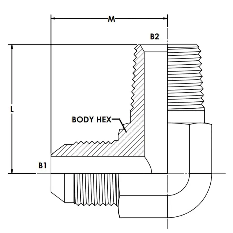 7202-16-16-Nwo-Fg : Onehydraulics 90-Degree Steel Adapter, 1-5/16-12 (-16) Male Jic X 1-11 (-16) Male Adjustable Bspp 2