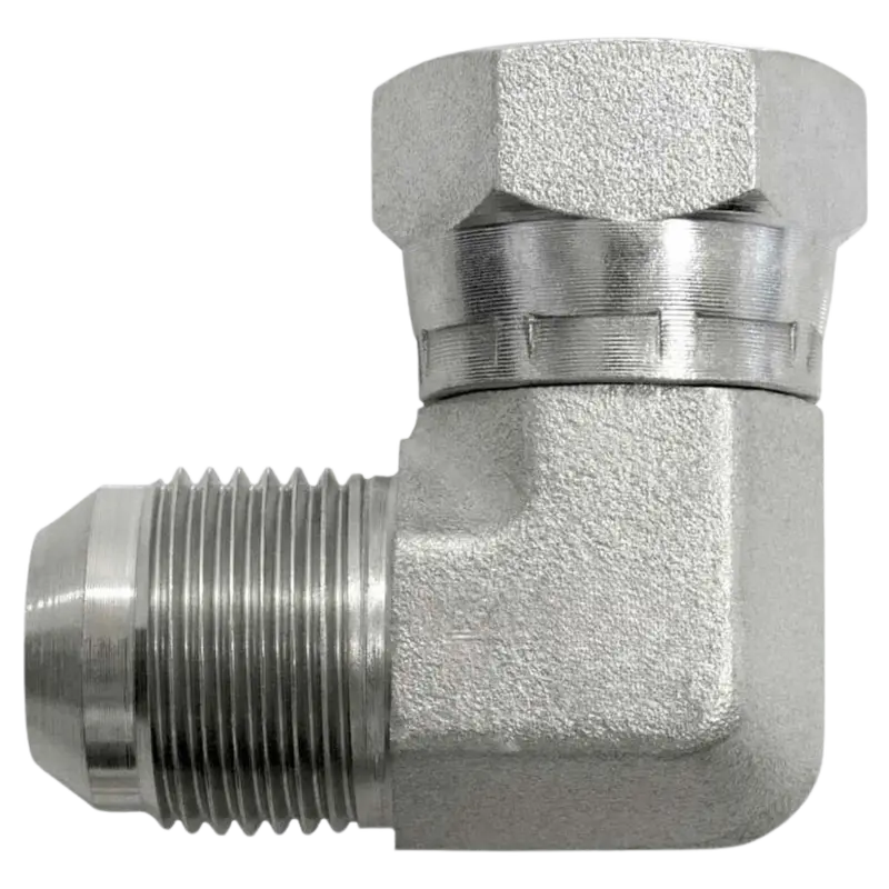 7204-06-06 : Onehydraulics 90-Degree Steel Adapter, 9/16-18 (-06) Male Jic X 3/8-19 (-06) Female Bspp Swivel, 5000Psi 1