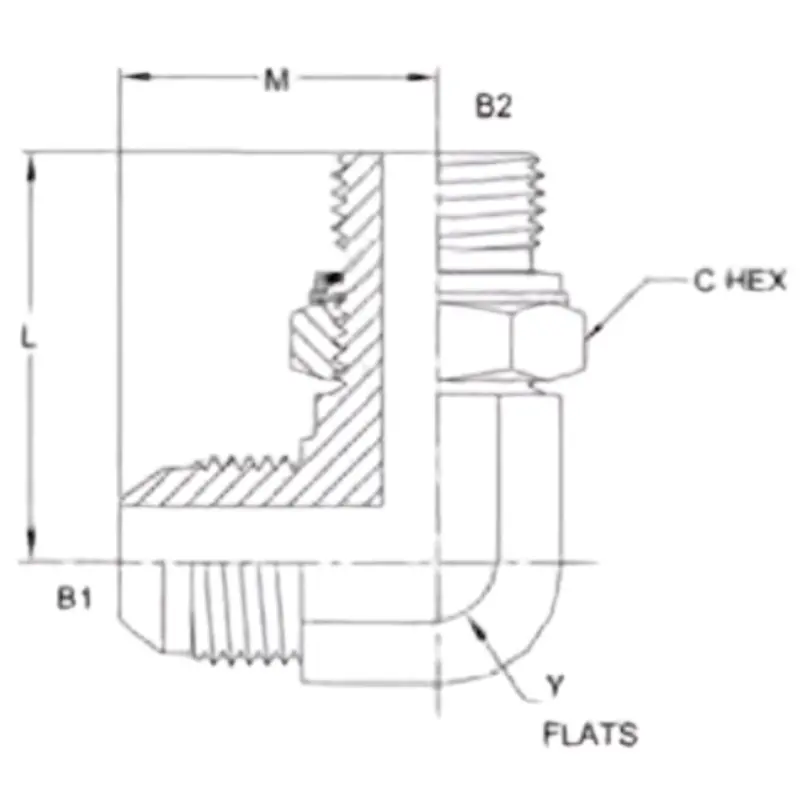 7205-08-16-Nwo-Fg : Onehydraulics 90-Degree Steel Adapter, 3/4-16 (-08) Male Jic X M16 X 1.5 (16Mm) Male Adjustable Metric, 6000Psi 2