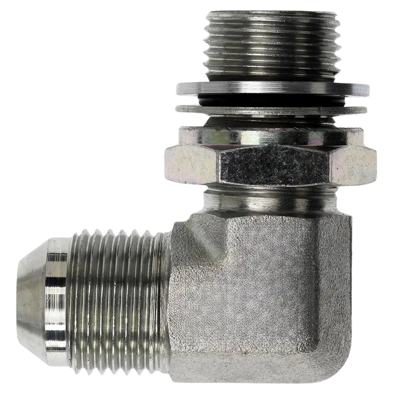 7205-16-33-Nwo-Fg : Onehydraulics 90-Degree Steel Adapter, 1-5/16-12 (-16) Male Jic X M33 X 2.0 (33Mm) Male Adjustable Metric, 4000Psi 1