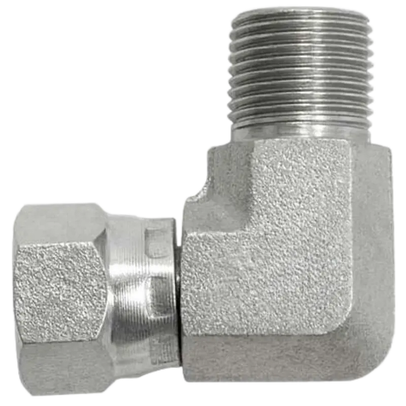 7222-10-08-Fg : Onehydraulics 90-Degree Steel Adapter, 7/8-14 (-10) Female Jic Swivel X 1/2-14 (-08) Male Bspp, 5000Psi 1