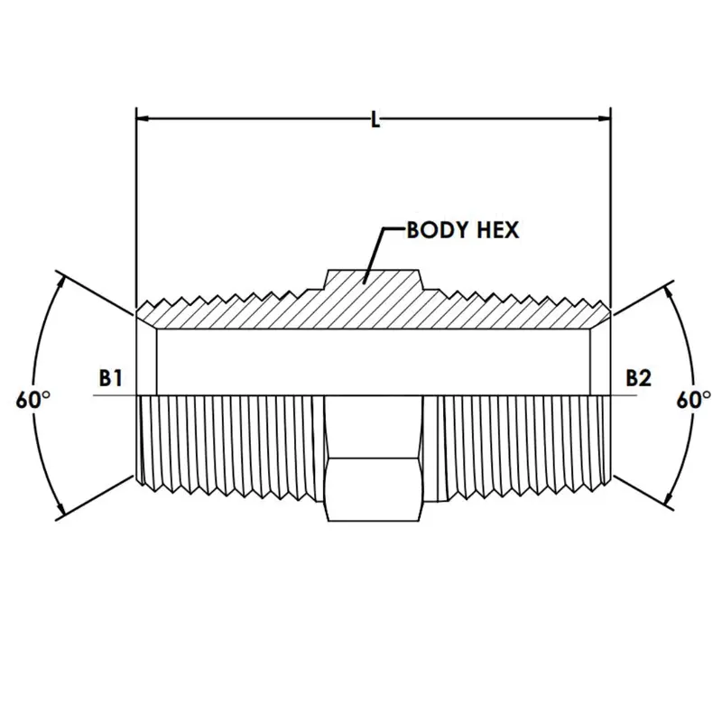 9000-24-24 : Onehydraulics Straight Steel Adapter, 1-1/2-11 (-24) Male Bspt X 1-1/2-11 (-24) Male Bspt, 3000Psi 2