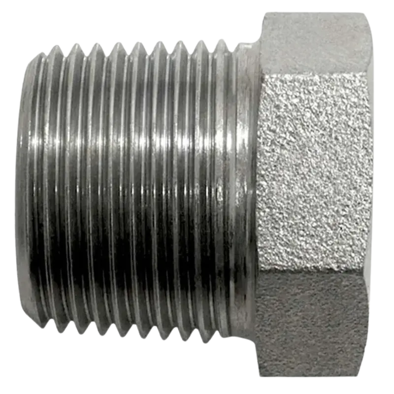 9001-04-02 : Onehydraulics Straight Steel Bushing Adapter, 1/4-19 (-04) Male Bspt X 1/8-28 (-02) Female Bspt, 6000Psi 1