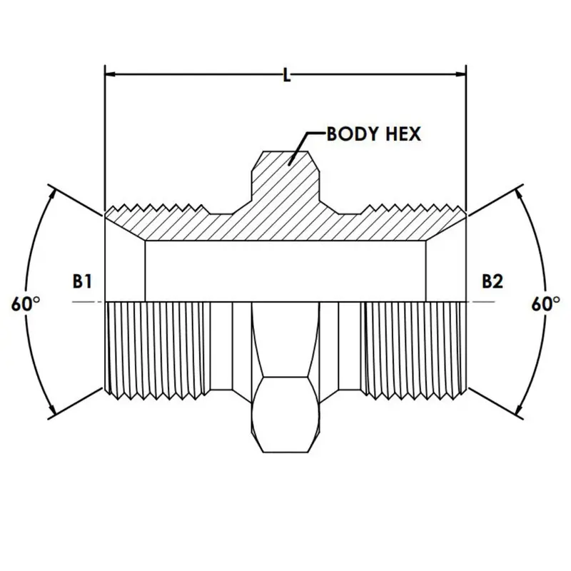 9022-16-16 : Onehydraulics Straight Steel Adapter, 1-11 (-16) Male Bspp X 1-11 (-16) Male Bspp, 3000Psi 2