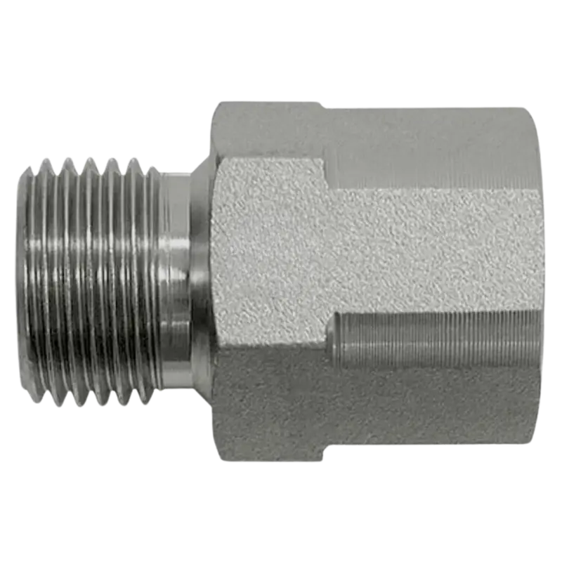 9023-08-16 : Onehydraulics Straight Steel Adapter, 1/2-14 (-08) Male Bspp X 1-11 (-16) Female Bspp, 3000Psi 1