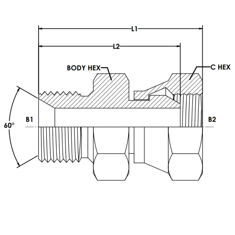 9024-24-24 : Onehydraulics Straight Steel Adapter, 1-1/2-11 (-24) Male Bspp X 1-1/2-11 (-24) Female Bspp Swivel 2