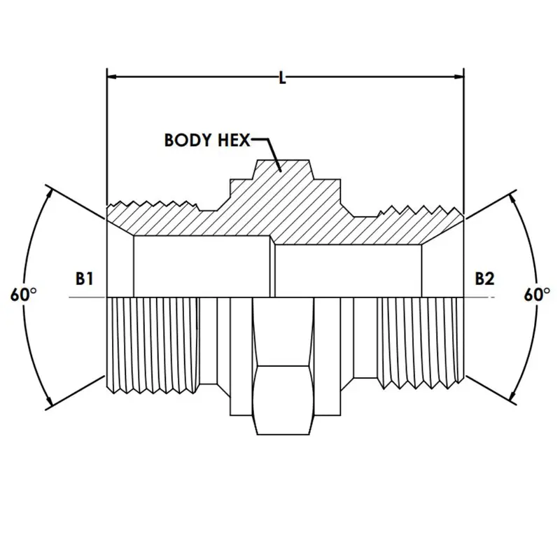 9025-12-18 : Onehydraulics Straight Steel Adapter, 3/4-14 (-12) Male Bspp With 60-Degree Seat X M18 X 1.5 (18Mm) Male Metric, 4000Psi 2