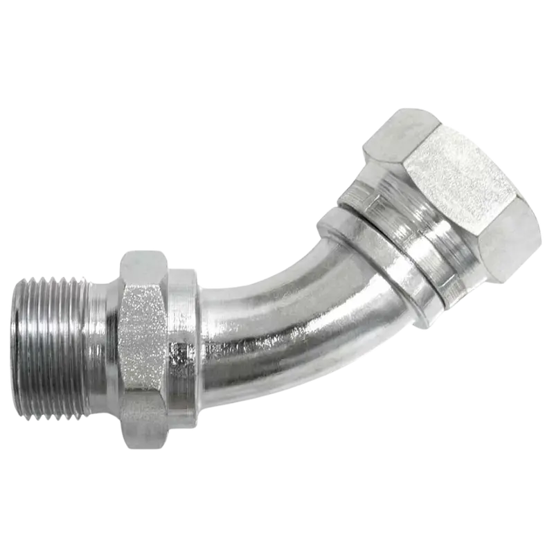 9124-04-04 : Onehydraulics 45-Degree Steel Adapter, 1/4-19 (-04) Male Bspp X 1/4-19 (-04) Female Bspp Swivel, 5000Psi 1