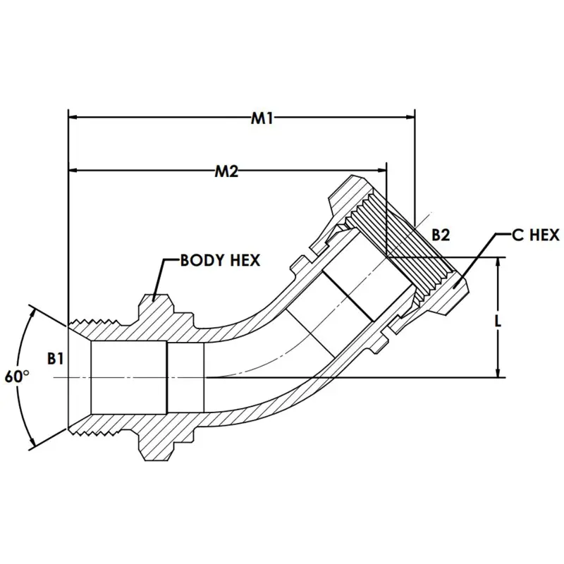9124-08-08 : Onehydraulics 45-Degree Steel Adapter, 1/2-14 (-08) Male Bspp X 1/2-14 (-08) Female Bspp Swivel, 2900Psi 2