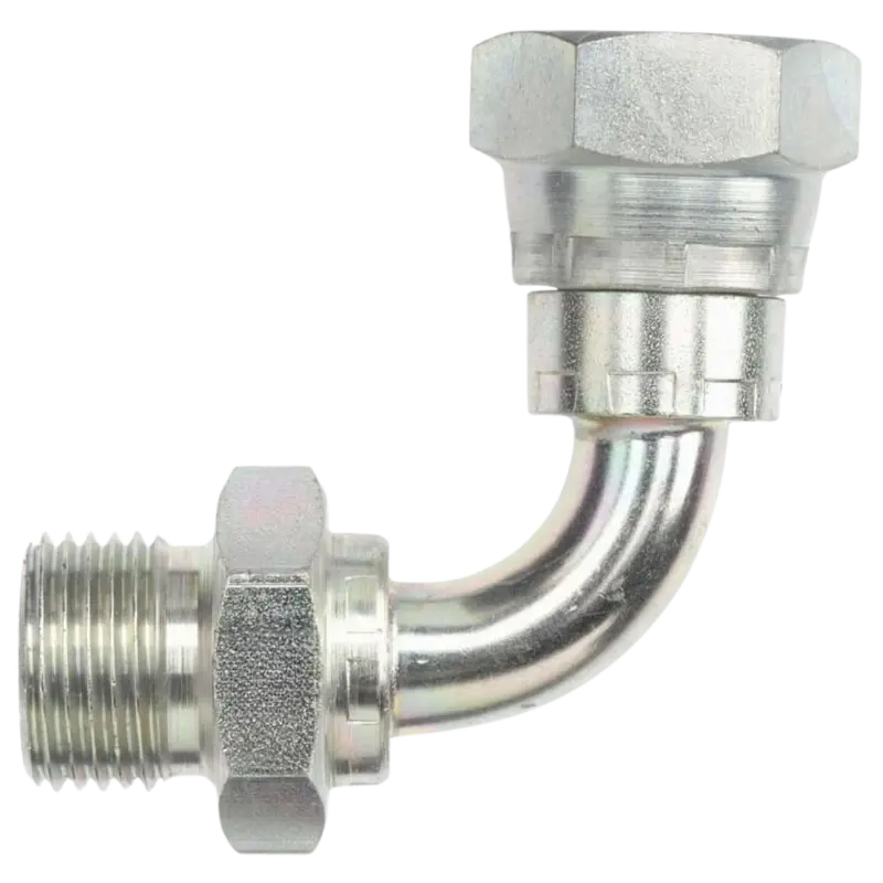9224-L-12-12 : Onehydraulics Swept 90-Degree Long Steel Adapter, 3/4-14 (-12) Male Bspp X 3/4-14 (-12) Female Bspp Swivel, 2900Psi 1