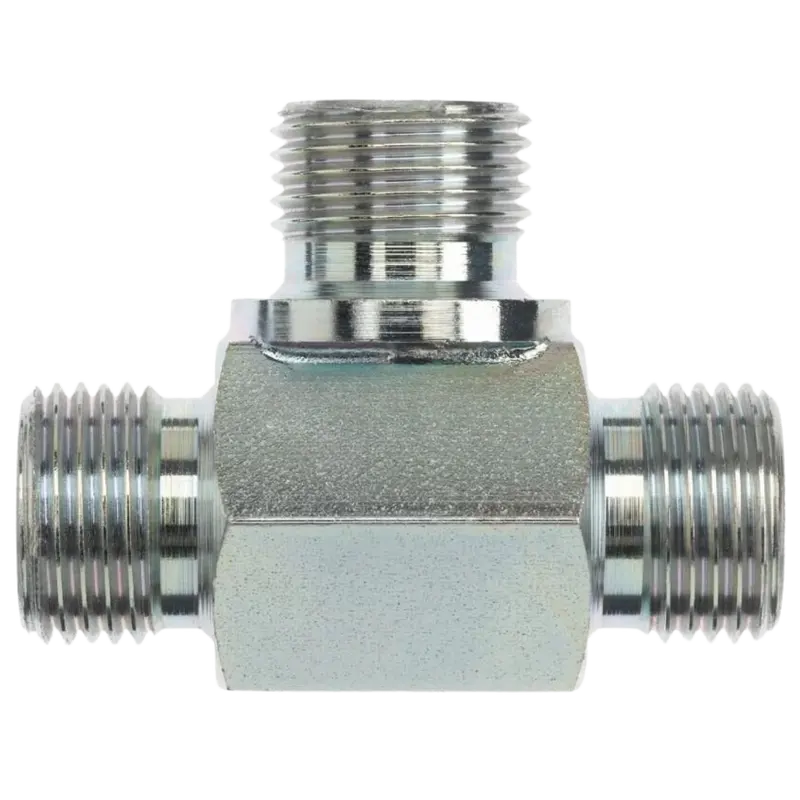 9322-04-04-04-Fg : Onehydraulics Rigid Tee Steel Adapter, 1/4-19 (-04) Male Bspp X 1/4-19 (-04) Male Bspp X 1/4-19 (-04) Male Bspp, 5000Psi 1