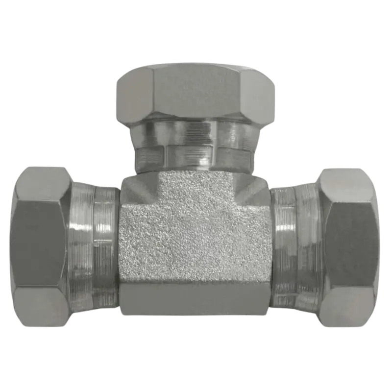 9344-04-04-04-Fg : Onehydraulics Tee Steel Adapter, 1/4-19 (-04) Female Bspp X 1/4-19 (-04) Female Bspp X 1/4-19 (-04) Female Bspp, 6000Psi 1