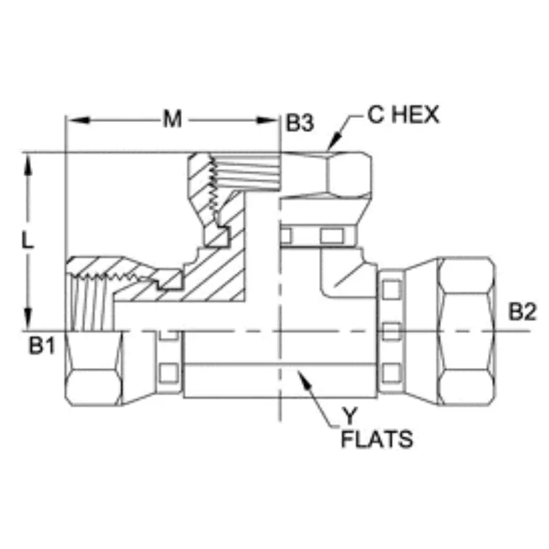 9344-06-06-06-Fg : Onehydraulics Tee Steel Adapter, 3/8-19 (-06) Female Bspp X 3/8-19 (-06) Female Bspp X 3/8-19 (-06) Female Bspp, 6000Psi 2