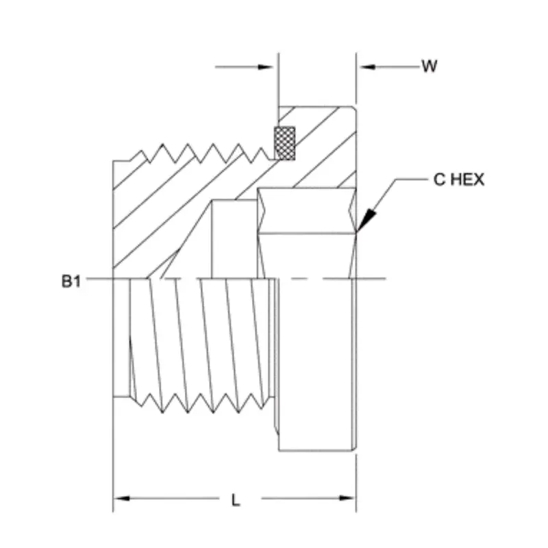 9522-H-04-O : Onehydraulics Steel Hollow Hex Plug, 1/4-19 (-04) Male Bspp 2