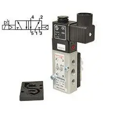 9710010-3037N-D : Herion 97100 Namur Series, 5/2 Valve, Sol/Spring, 1/4 Npt Port, Push And Lock Override, 24Vdc, With 1/2 Condui 1