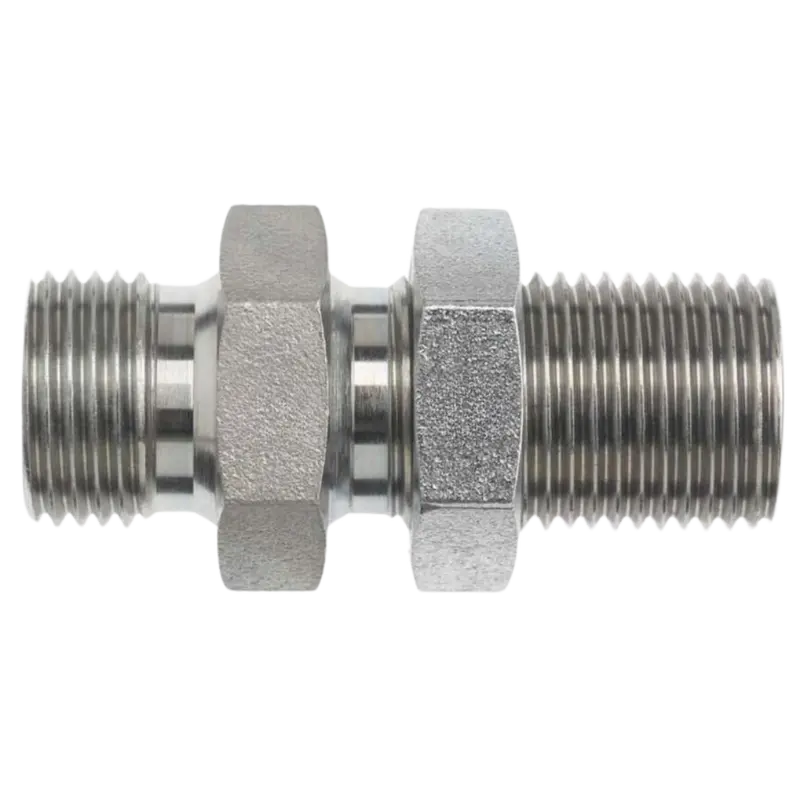 9722-04-04-Ln : Onehydraulics Straight Steel Bulkhead Adapter, G 1/4-19 (-04) Male Bspp X G 1/4-19 (-04) Male Bspp, 5000Psi 1