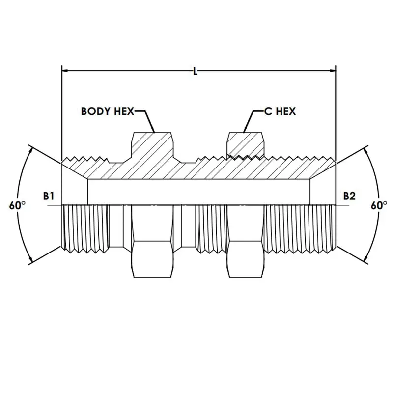 9722-16-16-Ln : Onehydraulics Straight Steel Bulkhead Adapter, G 1-11 (-16) Male Bspp X G 1-11 (-16) Male Bspp, 3000Psi 2