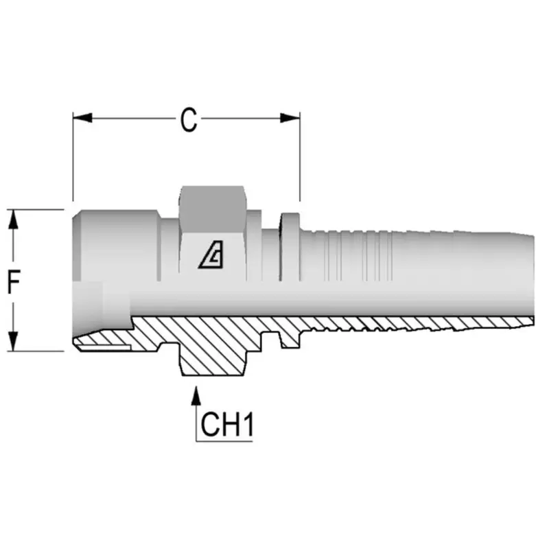 A-0404-Bttf : Alfagomma Straight Steel Fitting Insert, 1/4 (-04) Hose X 7/16-20 (-04) Bite Type Tube Fitting 1