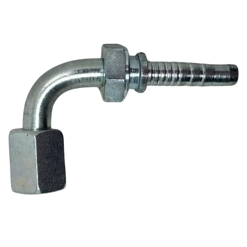 A-0404-Fj9s : Alfagomma 90-Degree Steel Fitting Insert, 1/4 (-04) Hose X 7/16-20 (-04) Female Jic Swivel Short Drop 1