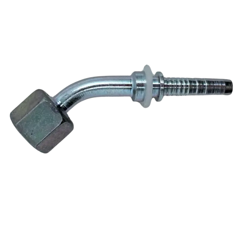 A-0404-Fo45 : Alfagomma 45-Degree Steel Fitting Insert, 1/4 (-04) Hose X 9/16-18 (-04) Female Orfs Swivel 1
