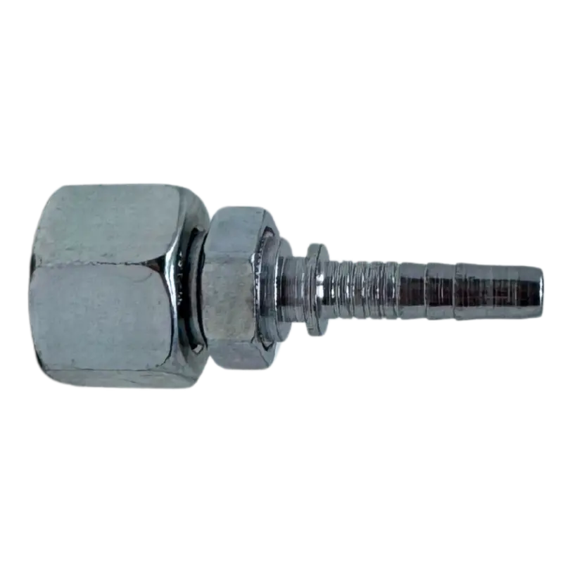 A-0406-Fofs : Alfagomma Straight Steel Fitting Insert, 1/4 (-04) Hose X 11/16-16 (-06) Female Orfs Double Hex 1