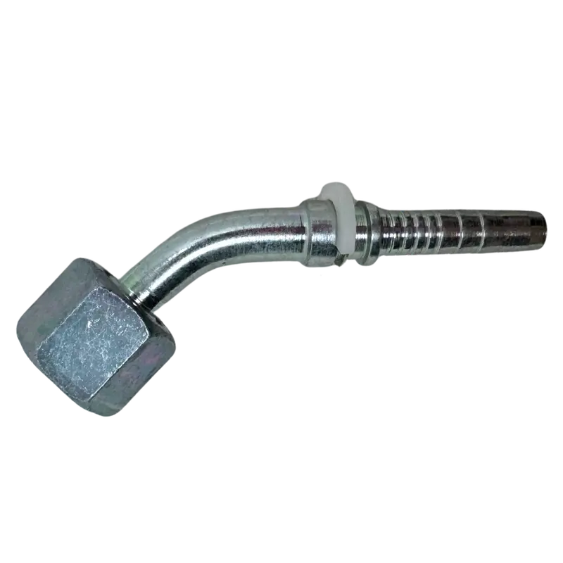 A-0414-Fm4l : Alfagomma 45-Degree Steel Fitting Insert, 1/4 (-04) Hose X M14x1.5 (-L08) Female Light Duty Din Tube Swivel 1
