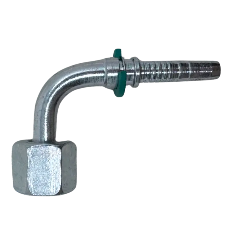 A-0414-Fm9l : Alfagomma 90-Degree Steel Fitting Insert, 1/4 (-04) Hose X M14x1.5 (-L08) Female Light Duty Din Tube Swivel 1