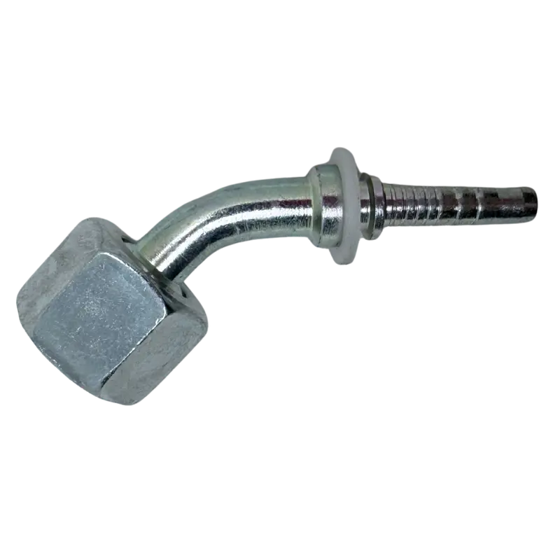 A-0418-Fm4h : Alfagomma 45-Degree Steel Fitting Insert, 1/4 (-04) Hose X M18x1.5 (-S10) Female Heavy Duty Din Tube Swivel 1