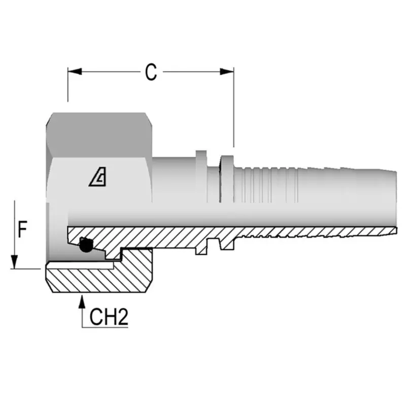 A-0520-Fmoh : Alfagomma Straight Steel Fitting Insert, 5/16 (-05) Hose X M20x1.5 (-S12) Female Heavy Duty Din Tube Swivel 1