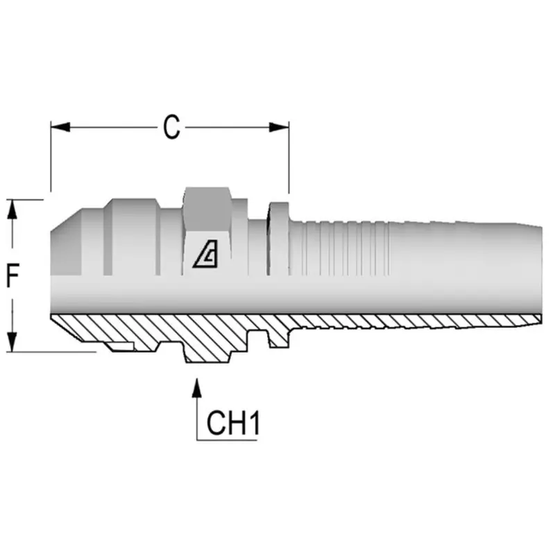 A-0605-Mjic : Alfagomma Straight Steel Fitting Insert, 3/8 (-06) Hose X 1/2-20 (-05) Male Jic 1