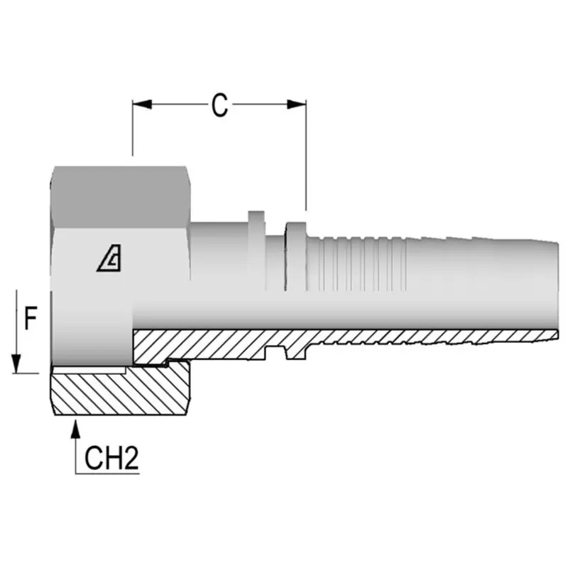 A-0606-Fbfs : Alfagomma Straight Steel Fitting Insert, 3/8 (-06) Hose X 3/8-19 (-06) Female Bsp Swivel Flat Seat 1