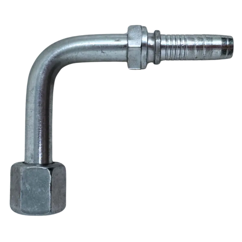 A-0606-Fj9l : Alfagomma 90-Degree Steel Fitting Insert, 3/8 (-06) Hose X 9/16-18 (-06) Female Jic Swivel Long Drop 1