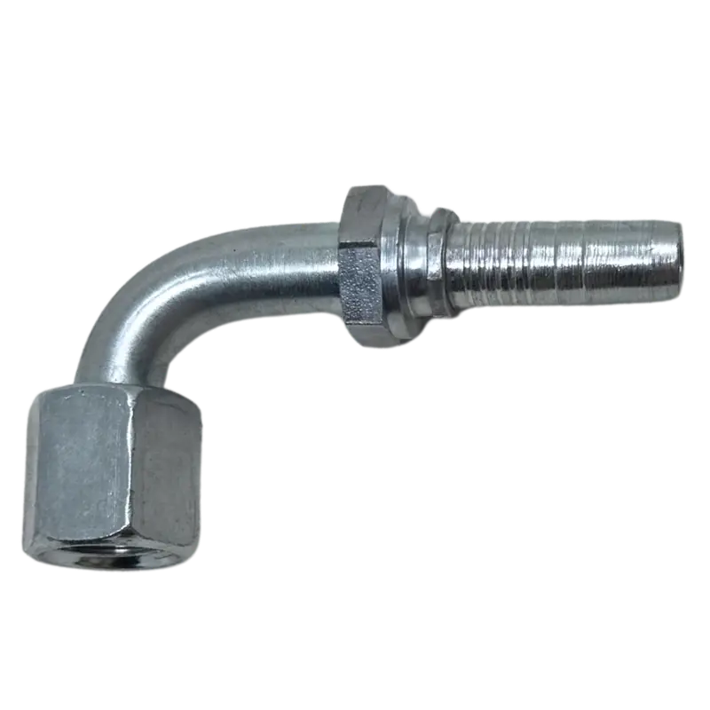 A-0606-Fj9s : Alfagomma 90-Degree Steel Fitting Insert, 3/8 (-06) Hose X 9/16-18 (-06) Female Jic Swivel Short Drop 1