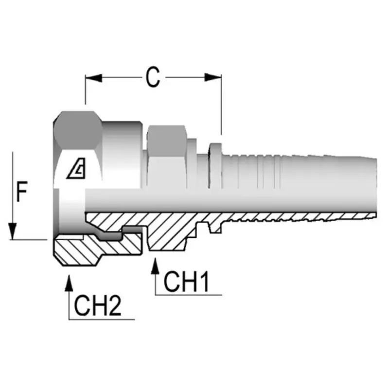 A-0606-Fpms : Alfagomma Straight Steel Fitting, 3/8 (-06) Hose X 3/8-18 (-06) Female Npsm Swivel 1