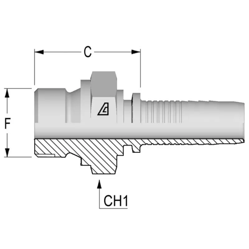 A-0606-Mbfs : Alfagomma Straight Steel Fitting Insert, 3/8 (-06) Hose X 3/8-19 (-06) Male Bsp Flat Seat 1
