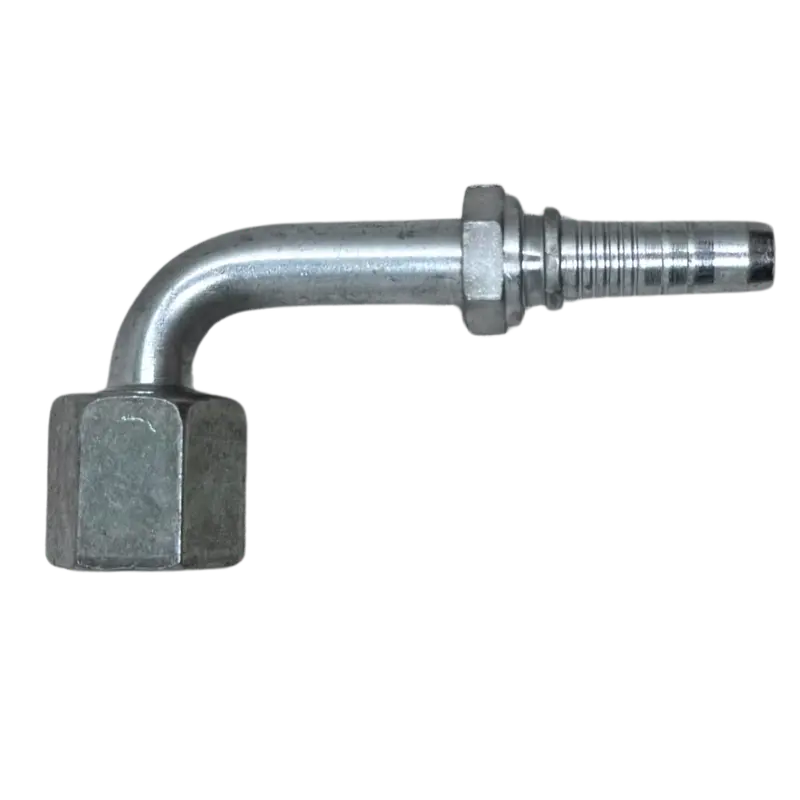 A-0608-Fj9s : Alfagomma 90-Degree Steel Fitting Insert, 3/8 (-06) Hose X 3/4-16 (-08) Female Jic Swivel Short Drop 1