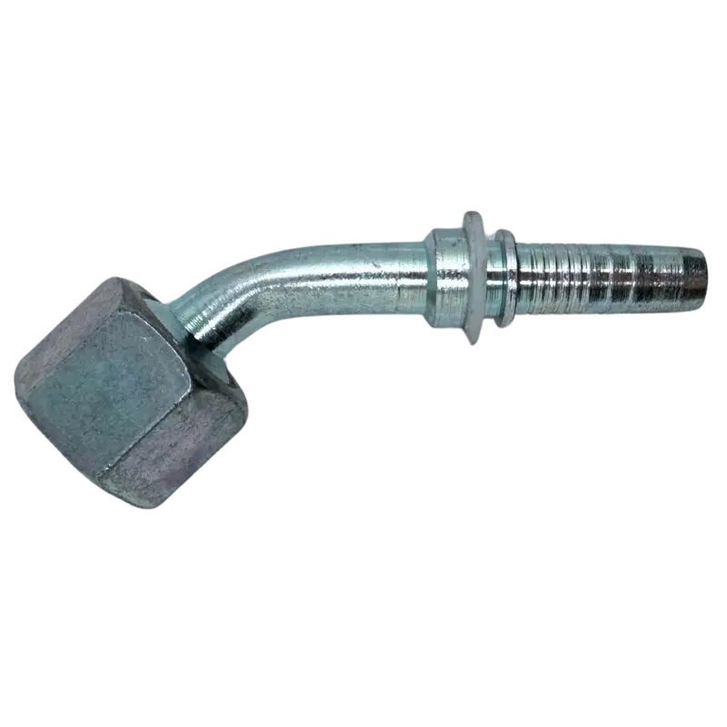 A-0608-Fo45 : Alfagomma 45-Degree Steel Fitting Insert, 3/8 (-06) Hose X 13/16-16 (-08) Female Orfs Swivel 1