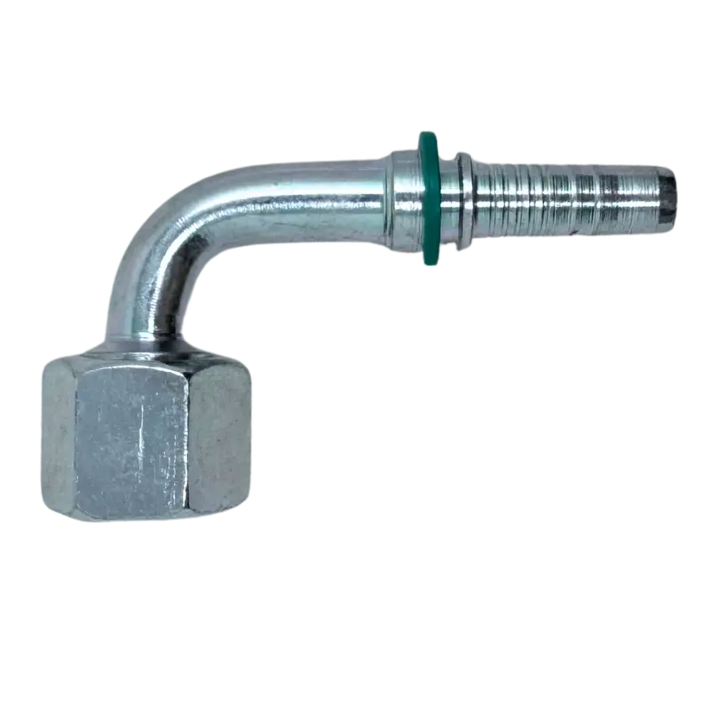 A-0608-Fo9s : Alfagomma 90-Degree Steel Fitting Insert, 3/8 (-06) Hose X 13/16-16 (-08) Female Orfs Swivel Short Drop 1