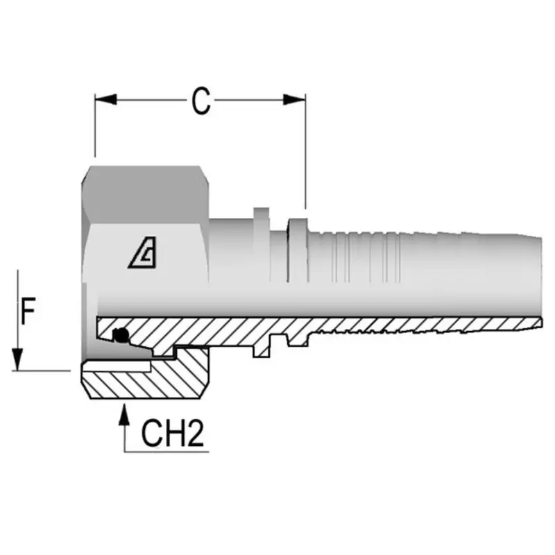 A-0618-Fmol : Alfagomma Straight Steel Fitting Insert, 3/8 (-06) Hose X M18x1.5 (-L12) Female Light Duty Din Tube Swivel 2