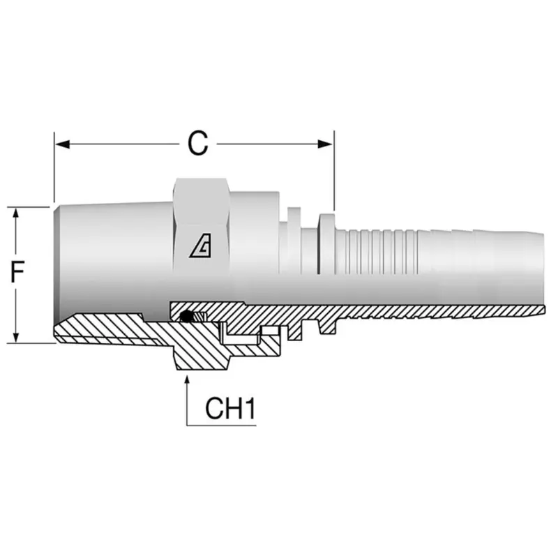 A-0806-Mnps : Alfagomma Straight Steel Fitting, 1/2 (-08) Hose X 3/8-18 (-06) Male Nptf Swivel 1