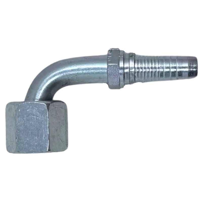 A-0810-Fj9s : Alfagomma 90-Degree Steel Fitting Insert, 1/2 (-08) Hose X 7/8-14 (-10) Female Jic Swivel Short Drop 1