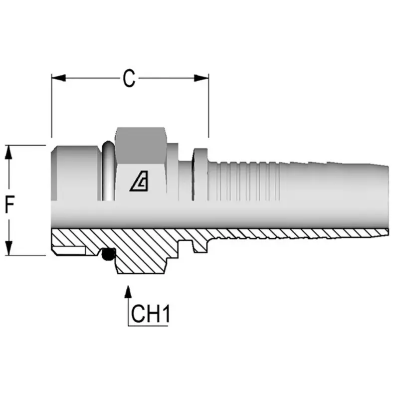 A-0810-Morb : Alfagomma Straight Steel Fitting Insert, 1/2 (-08) Hose X 7/8-14 (-10) Male Orb 1