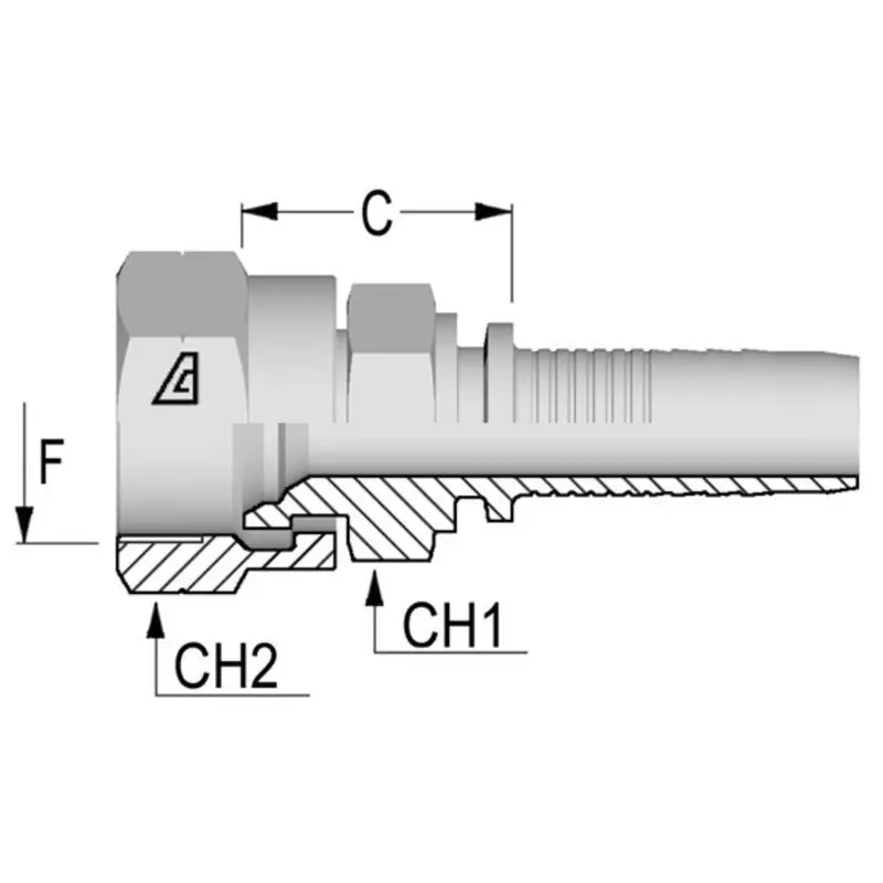 A-0822-Fkos : Alfagomma Straight Steel Fitting Insert, 1/2 (-08) Hose X M22x1.5 Female Komatsu 1