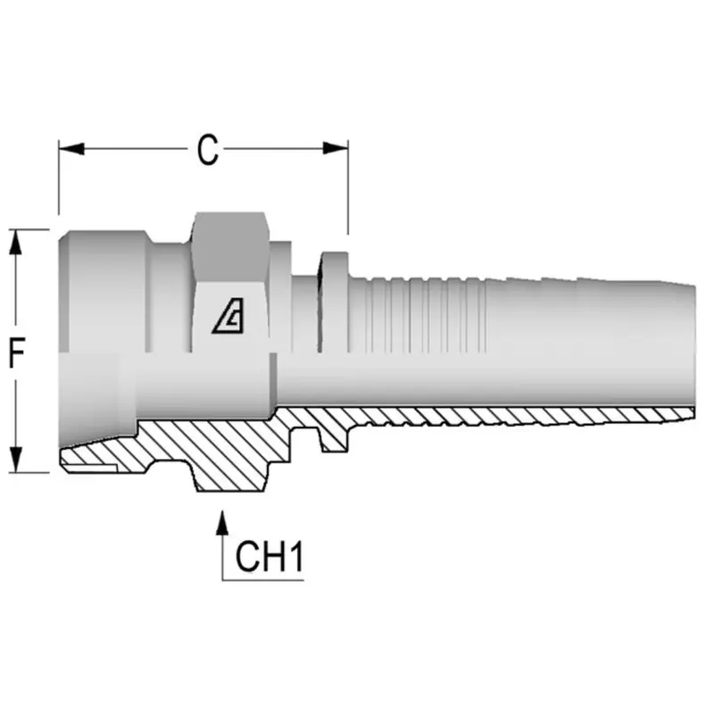 A-0826-Mmsl : Alfagomma Straight Steel Fitting Insert, 1/2 (-08) Hose X M26x1.5 (-L18) Male Light Duty Din Tube 1