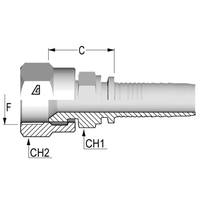 A-1012-Fjdh : Alfagomma Straight Steel Fitting Insert, 5/8 (-10) Hose X 1 1/16-12 (-12) Female Jic Double Hex 1