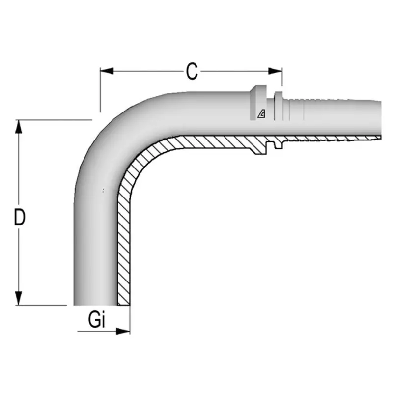 A-1020-Msp9 : Alfagomma 90-Degree Steel Fitting Insert, 5/8 (-10) Hose X 20Mm Metric Standpipe 1