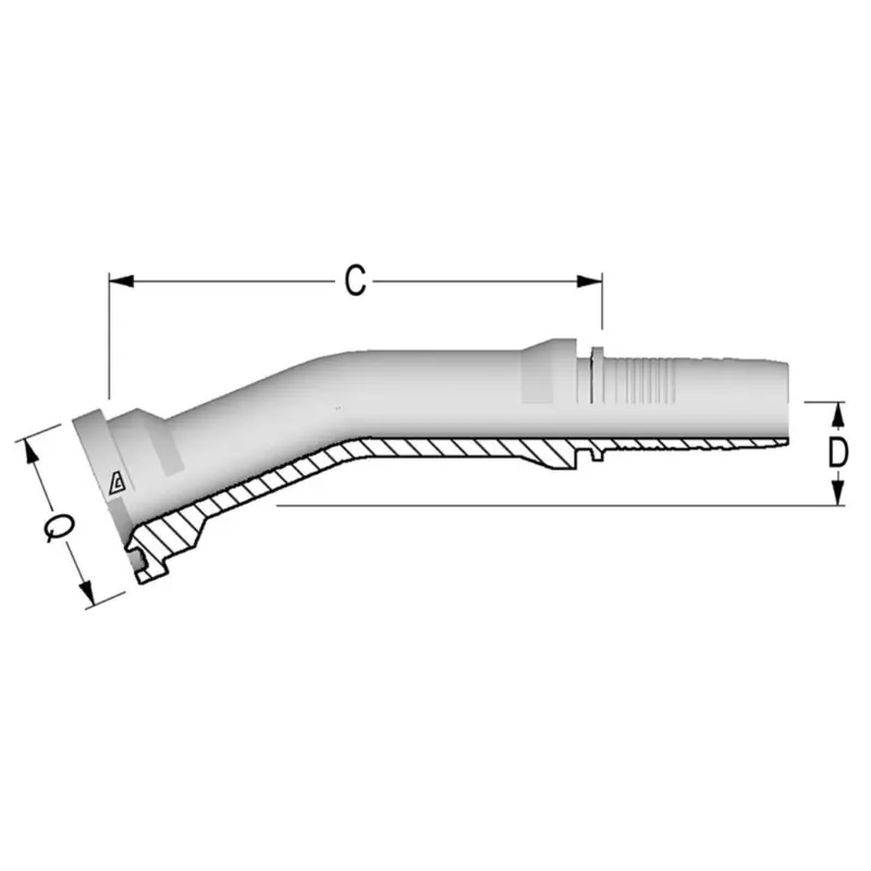 A-1212-C613 : Alfagomma 30-Degree Steel Fitting Insert, 3/4 (-12) Hose X 3/4 (-12) Code 61 Flange 1