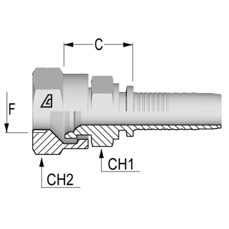 A-1212-Fjis : Alfagomma Straight Steel Fitting Insert, 3/4 (-12) Hose X 3/4-14 (-12) Female Jis Swivel 1